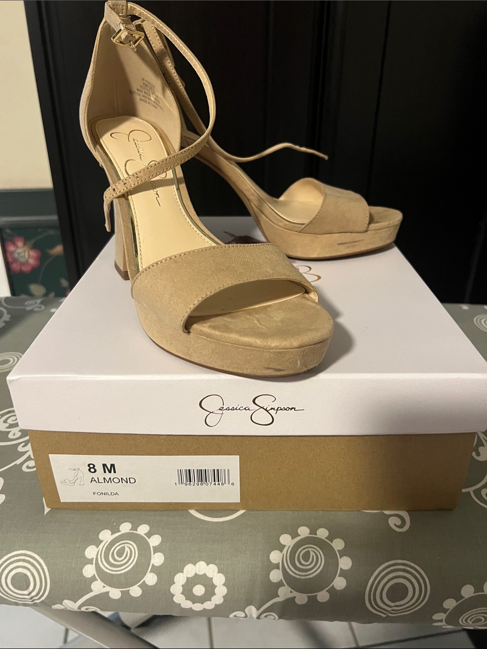 Jessica Simpson Almond Suede Platform Ankle-Strap Heels